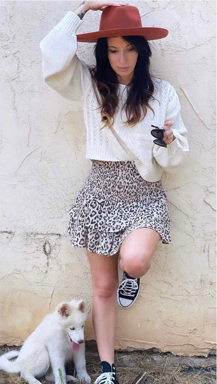 Leopard Ruffle Mini Skirt