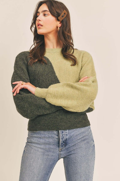 Olive You Color Block Sweater - shopgypsyweed1969