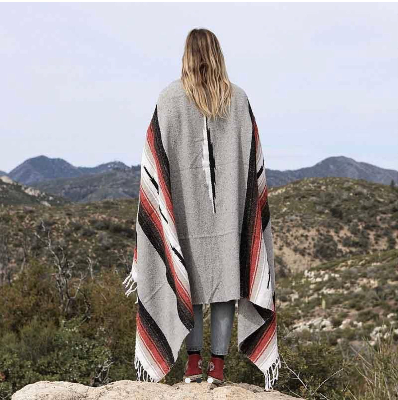 Gray Diamond Baja Mexican Blanket - shopgypsyweed1969